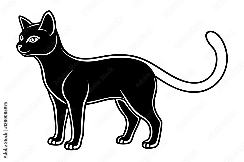 Obraz premium Russian Blue Cat silhouette vector illustration
