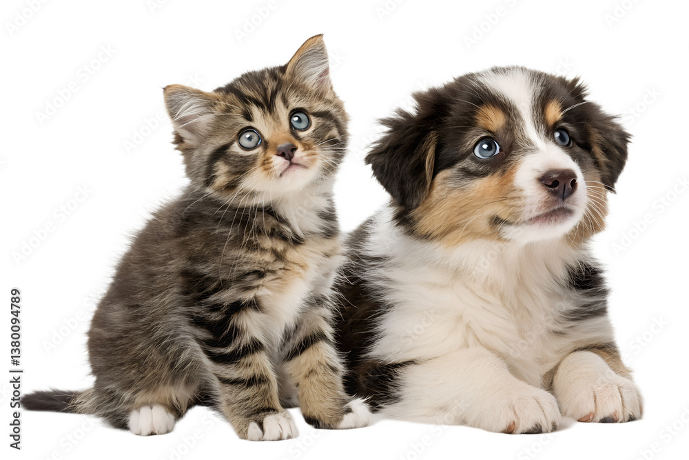Young group of mixed breed puppies and border collie puppies, canine pets sitting together Young group of mixed breed puppies and border collie puppies, canine pets sitting together