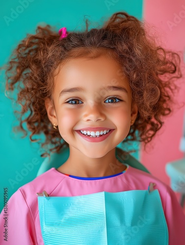 Joyful Child Portrait with Bright Smile and Charming Expression in a Dental Chair