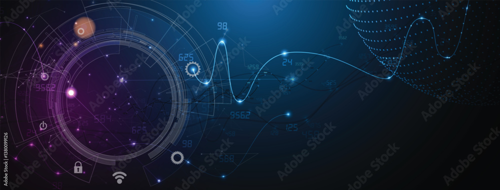 Obraz premium Futuristic blue abstract artificial intelligence and science data concept