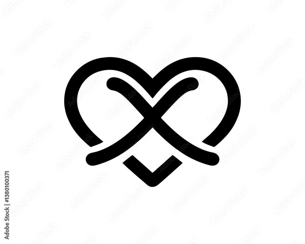Heart logo design icon symbol vector template. Outline love heart logo icon vector illustration. Heart logo design icon symbol vector template. Outline love heart logo icon vector illustration.