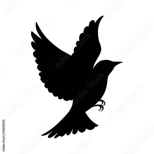 Bird silhouette with open wings vector