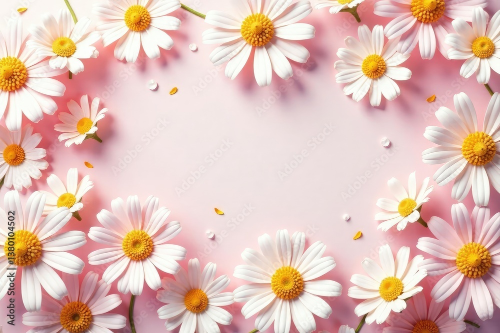 Obraz premium Delicate repeating daisy pattern, soft pastel colors, whimsical feel, flower, pastel floral, meadow