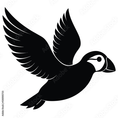 puffin bird silhouette vector art illustration