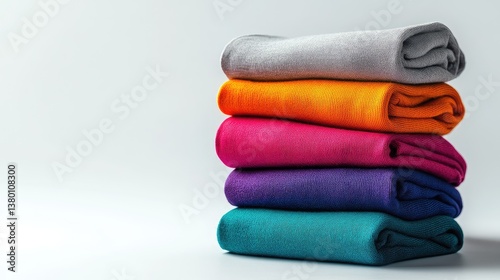 A set of colorful socks stacked neatly, displayed on a clean white background with space for branding