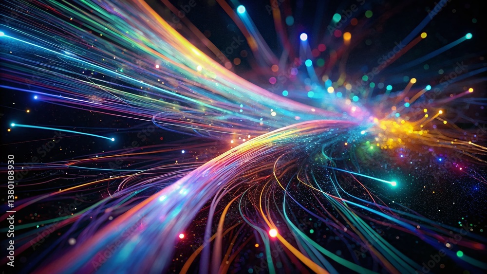 Obraz premium Abstract Glowing Lines, Cosmic Nebula, Starry Night, Macro Photography, Space Art