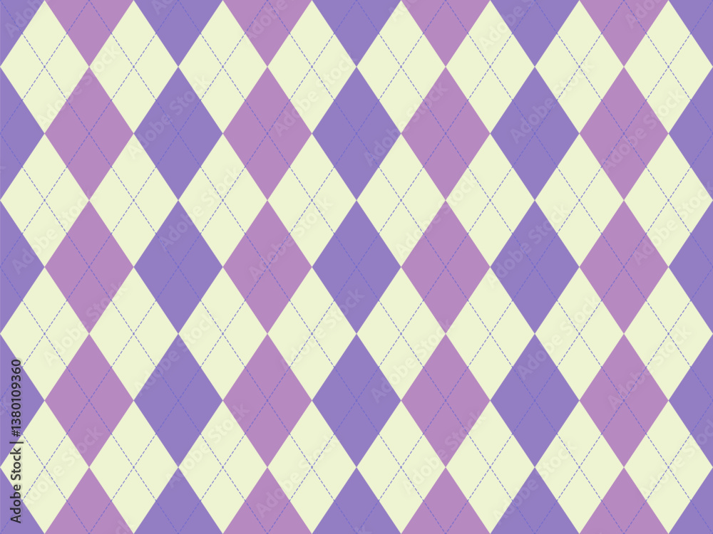 Elegant pastel purple and cream argyle diamond pattern. Perfect for backgrounds, textiles, fashion, and website design. Elegant pastel purple and cream argyle diamond pattern. Perfect for backgrounds, textiles, fashion, and website design.