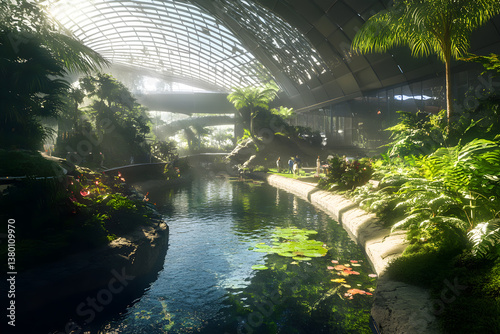 Obraz na płótnie Harmony of Nature and Innovation: A Vision of Utopian Perfection in Peaceful Coexistence w salonie