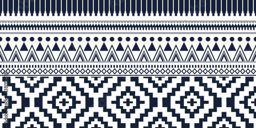 Seamless ethnic pattern made of geometric shapes designed for all types of textiles and printing, fabrics, clothing, embroidery, bohemian style, carpets.