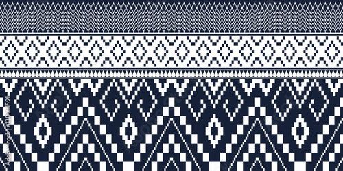 Seamless ethnic pattern made of geometric shapes designed for all types of textiles and printing, fabrics, clothing, embroidery, bohemian style, carpets.