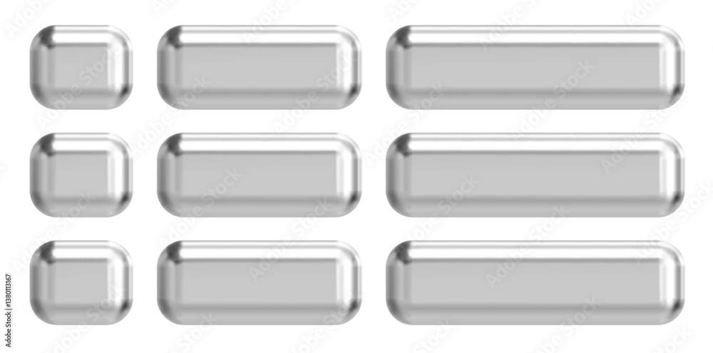 Silver 3d chrome button. 3d rectangle badge vector icon. Glossy Frame square metal chrome banner. Steel shield shiny web button for navigation bar. Silver 3d chrome button. 3d rectangle badge vector icon. Glossy Frame square metal chrome banner. Steel shield shiny web button for navigation bar.