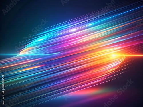 Abstract Neon Lines: Blurred Multicolored Glowing Streaks on Dark Background