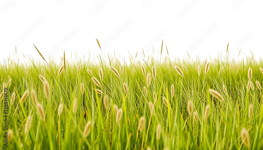 Fototapeta premium Green Field: An expansive field of vibrant green grass. Evoking feelings of freshness and natural beauty, it offers a sense of tranquility and serenity.