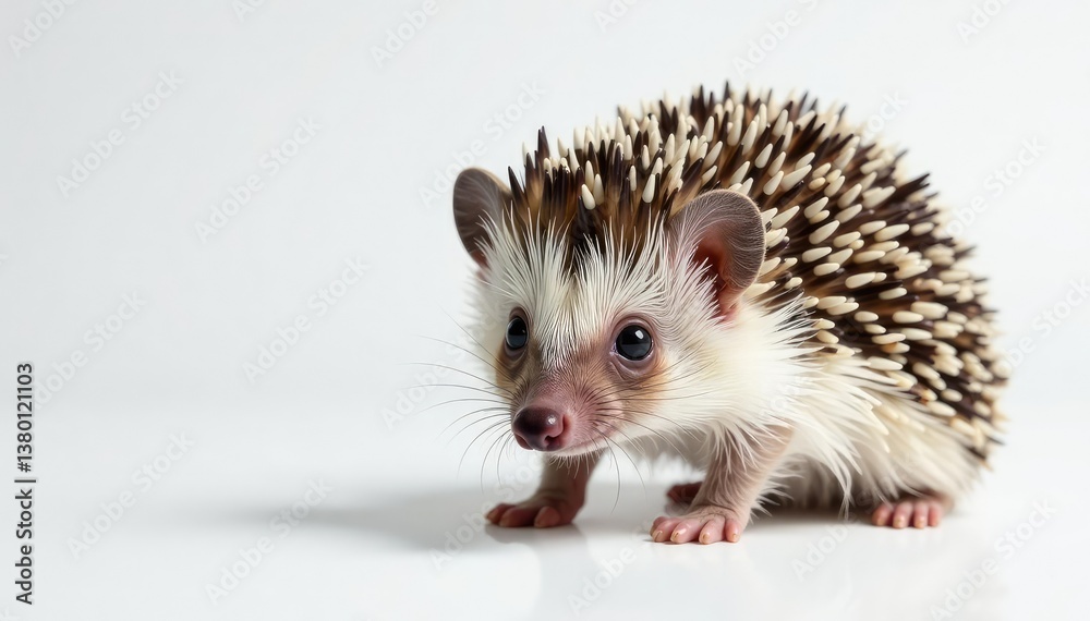 Obraz premium Hedgehog posed on white, showcasing spines and tiny features, studio, isolated