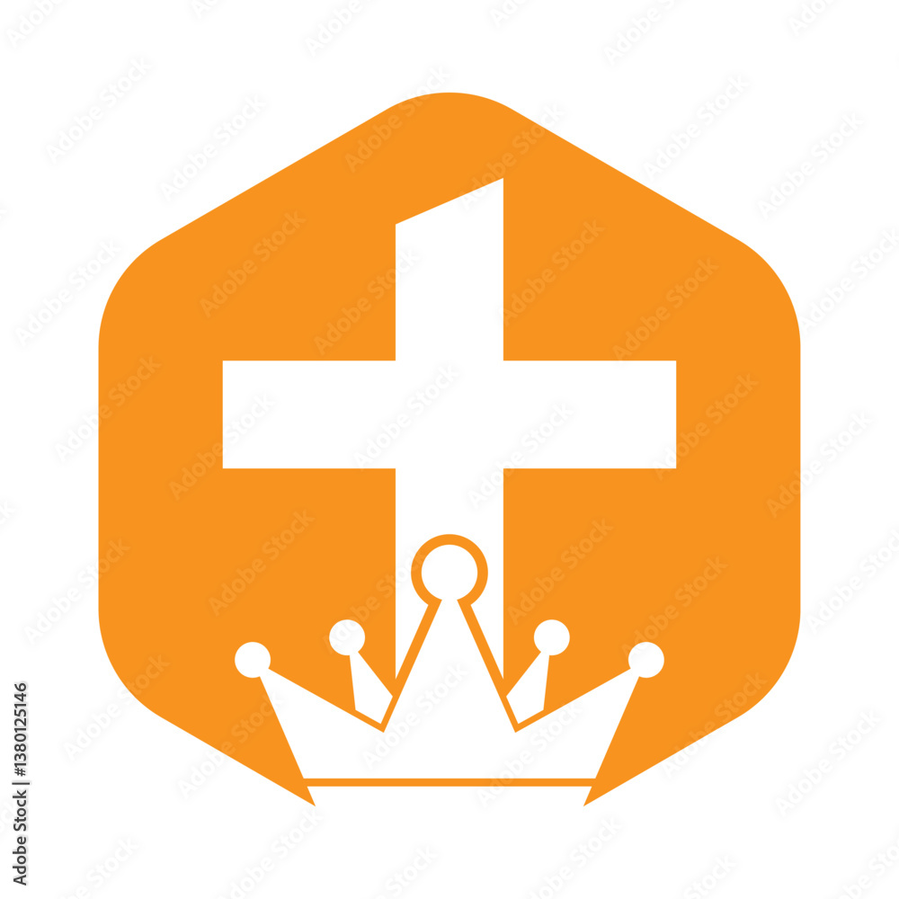 Church logo. Christian and king symbols. Crown cross vector illustration. Church logo. Christian and king symbols. Crown cross vector illustration.