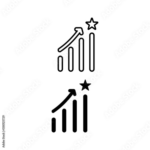 popularity icon. with line style and black fill. isolated on white editable background