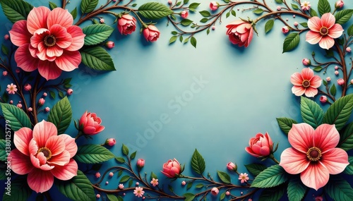 Intricate floral damask, swirling vines & blossoms, background, scroll, classic