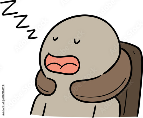 Illustration of man sleeping with neck pillow
