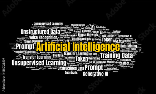 Artificial Intelligence Word Cloud on a Black Background