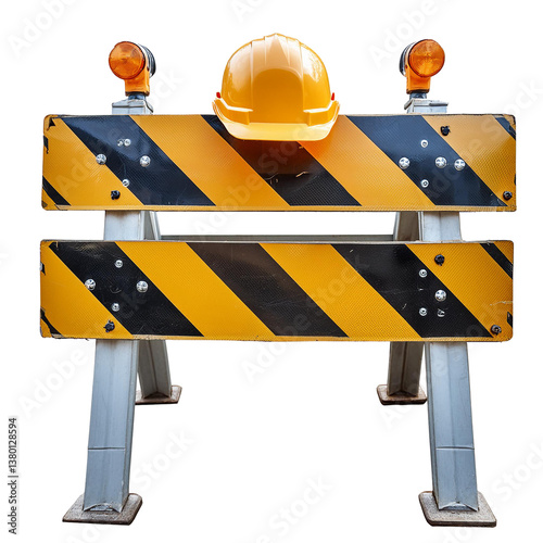 under construction barricade isolated on white transparent background