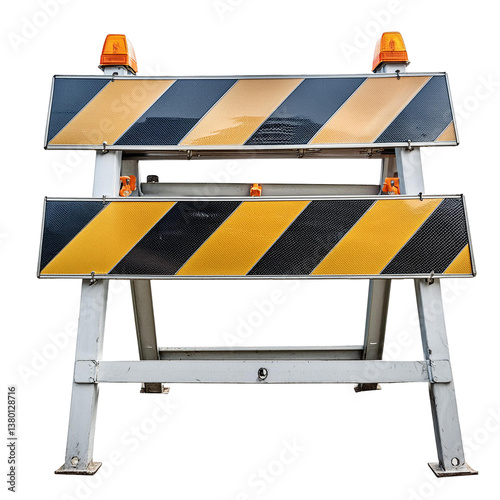 under construction barricade isolated on white transparent background
