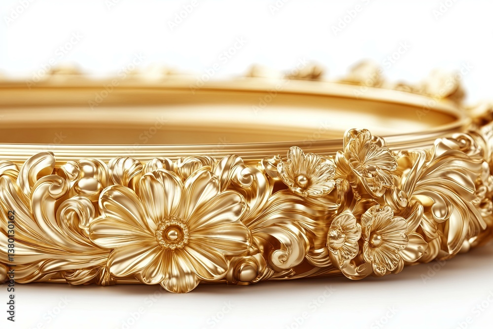 Obraz premium An intricate golden ornamental floral detail against a clean white background