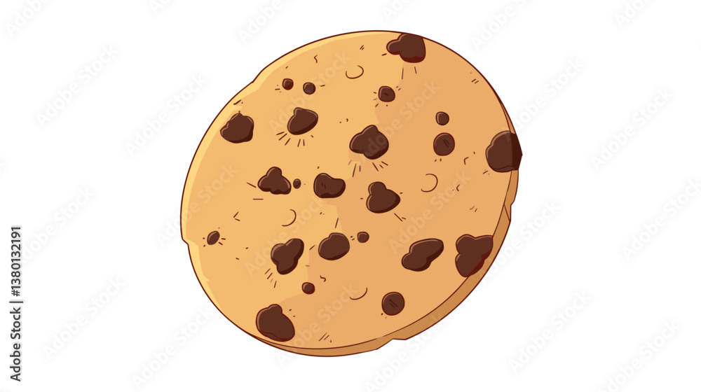 Chocolate chip cookie on white background – sweet dessert indulgence flat vector illustration Chocolate chip cookie on white background – sweet dessert indulgence flat vector illustration