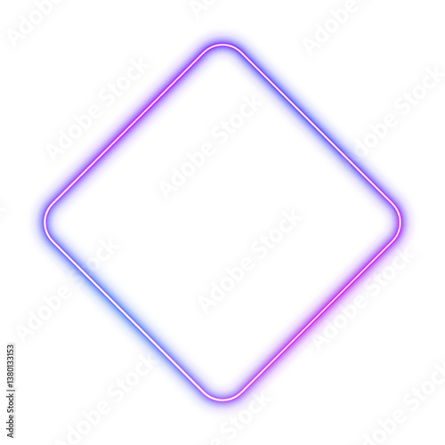 Square rectangular frame with two color neon motion graphics on isolated transparent background in PNG and vector format. Blank copy space in the middle.