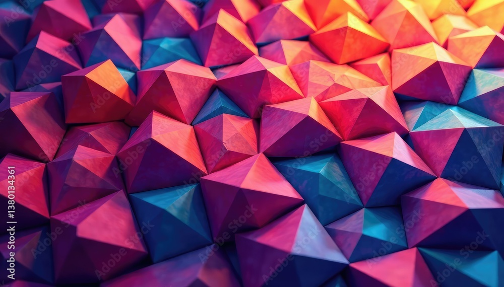 Fototapeta premium Intricate tessellation of geometric shapes in vibrant hues, symmetry, tessellation