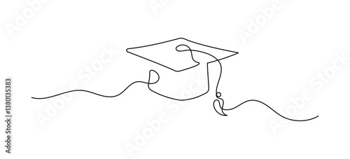 One continuous line drawing of a toga hat isolated on a white background