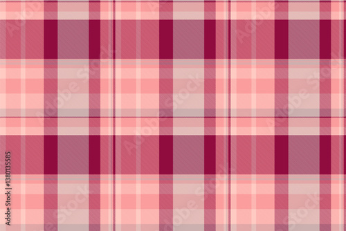 Real check textile background, picnic pattern texture vector. Screen seamless fabric tartan plaid in red and pink colors.