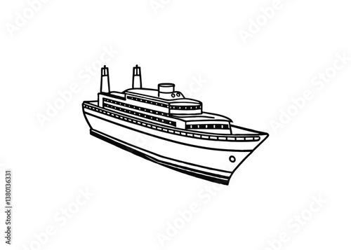 Silhouette of cruiser isolated on a white background