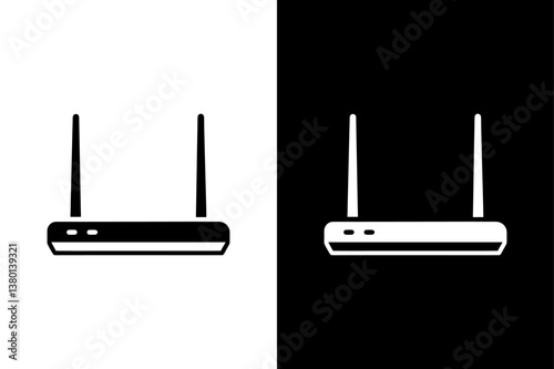 WiFi Router Icon in Black & White Scalable Vector File.