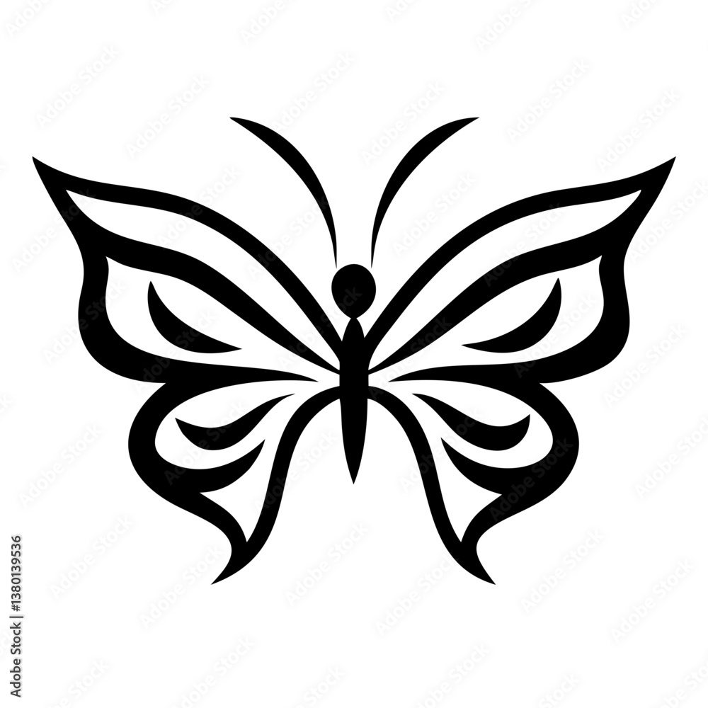 Obraz premium A butterfly clean black line art. 