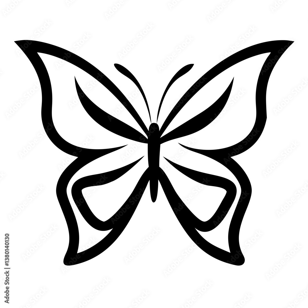 A butterfly clean black line art. A butterfly clean black line art.