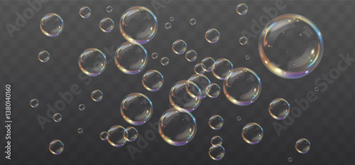Colorful Watercolor Soap Bubbles — Transparent Spheres with Bright Foam, Dripped Texture, and Joyful Liquid Shapes for Cute Textile, Wallpaper, or Art Designs