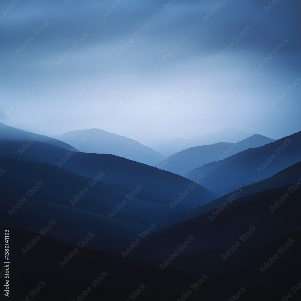 Fototapeta premium Serene Shadowplay: Twilight Tranquility Beyond the Horizon