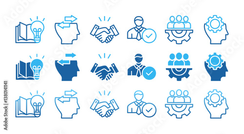 ONBOARDING.icon set with multiple style, resources business industry to introduce newly hired employee into an organization with behavior, welcome, knowledge, and skills icon
