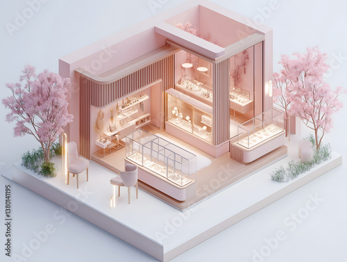 Minimalist Pink Jewelry Store Design