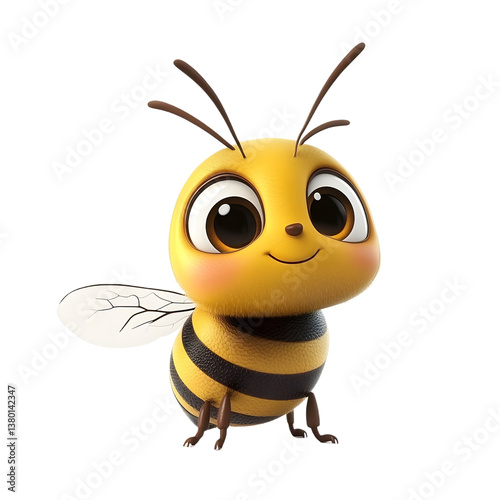 Cute bee character isolated on white background