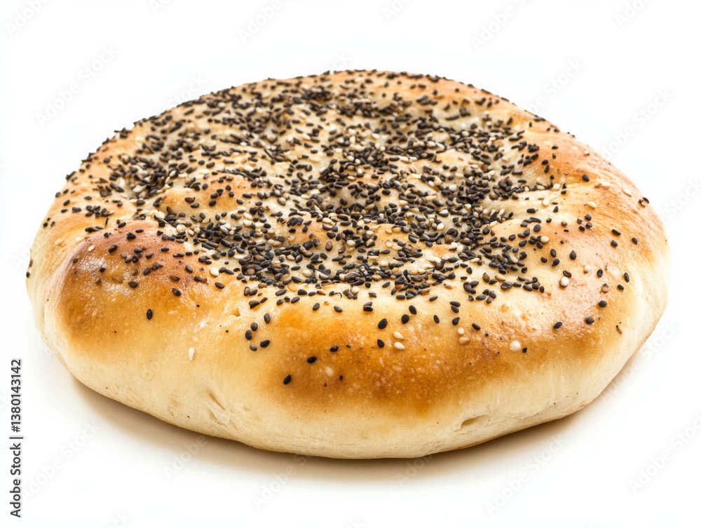 Freshly baked Turkish pita bread topped with sesame seeds, perfect for any meal Freshly baked Turkish pita bread topped with sesame seeds, perfect for any meal