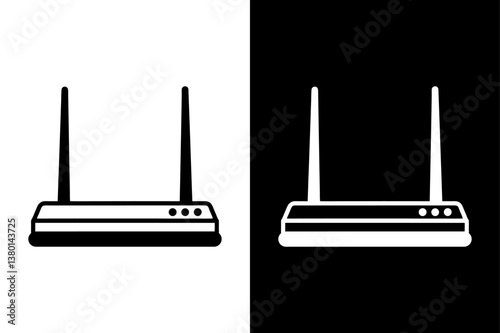 WiFi Router Silhouette Vector Icon Black & White Design.