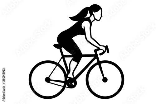 Woman Bicyclist silhouette vector illustration