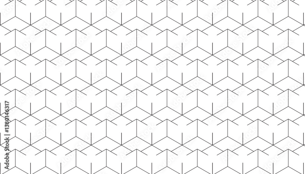 3D Lattice Pattern - Interconnected Pyramid & Hexagon Motifs Creating Optical Illusion 3D Lattice Pattern - Interconnected Pyramid & Hexagon Motifs Creating Optical Illusion