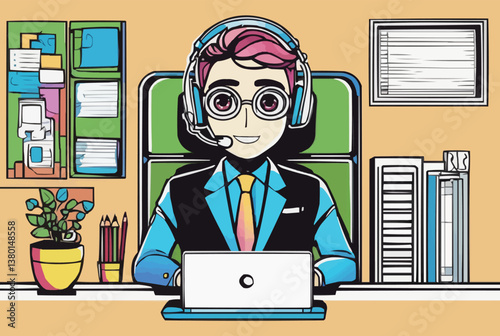 Virtual assistant giving service online internet remote job work from home