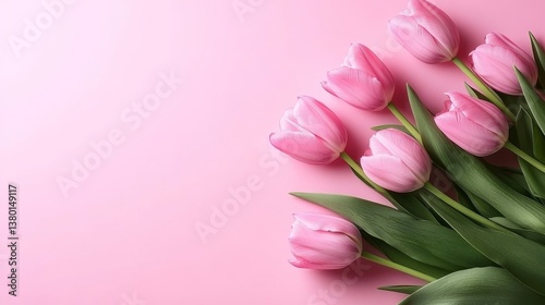 Beautiful Pink Tulips on a Pastel Background A Minimalist Floral Arrangement With Copy Space