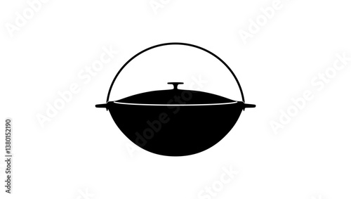 Cast Iron Cauldron, black isolated silhouette