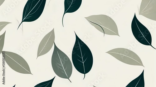  clean vector pattern of scattered abstract leaves, each outlined in smooth flowing curves.