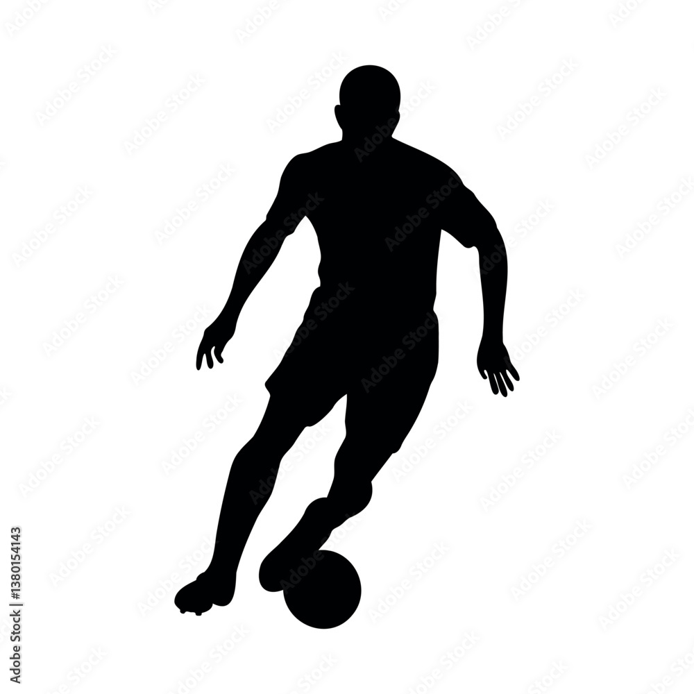Obraz premium Football player in action silhouette vector