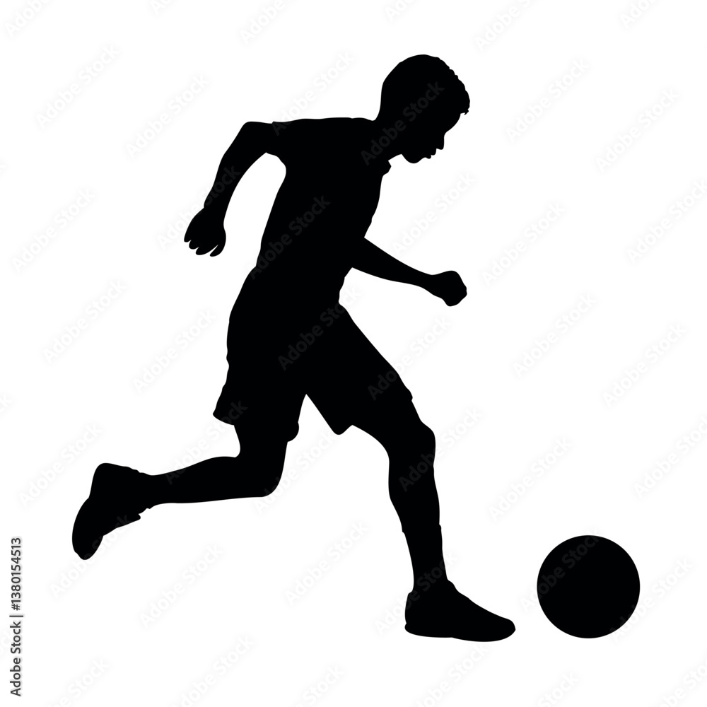 Obraz premium Soccer football player dribbling ball silhouette vector